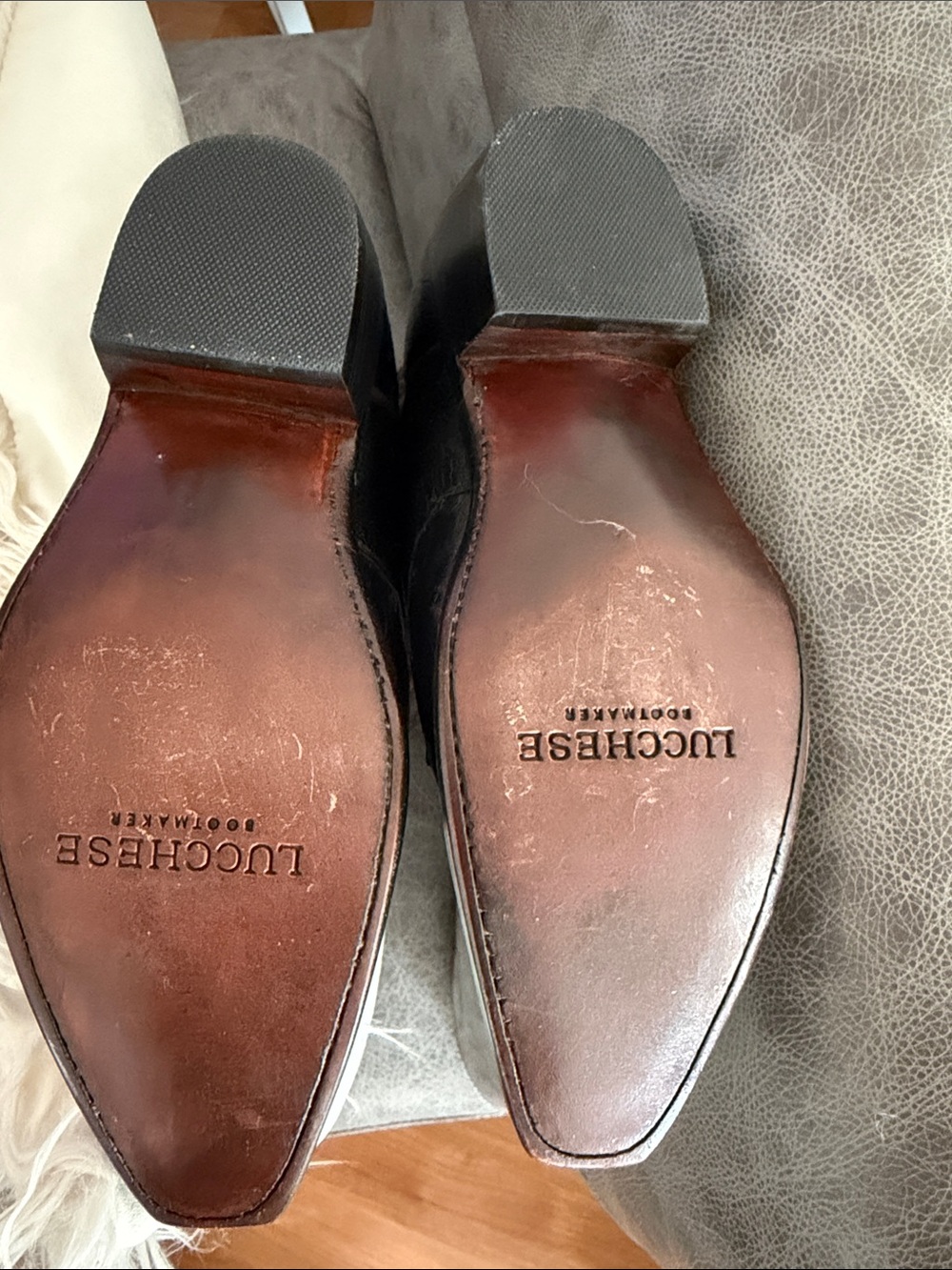 Lucchese ostrich & leather black Western Boots, ostrich toe box - Picture 5 of 16